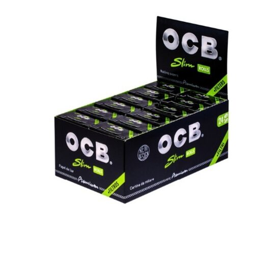 OCB Rolls Schwarz Premium Slim + Tips, 24 Rolls je 4 Meter